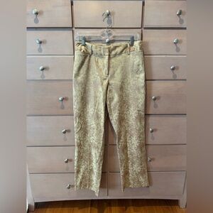 Gold Floral Brocade Pants Size 8